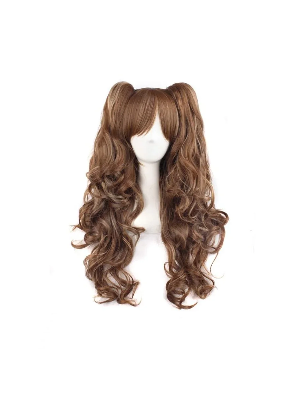 Women's Brown Khaki Synthetic Lolita Long Curly Clip On Ponytails Cosplay Wigs